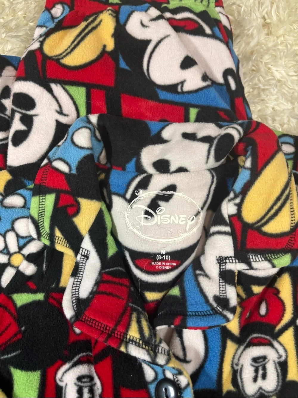 Disney Multicolor Mickey Mouse Fleece PJ Set-sz 8-10